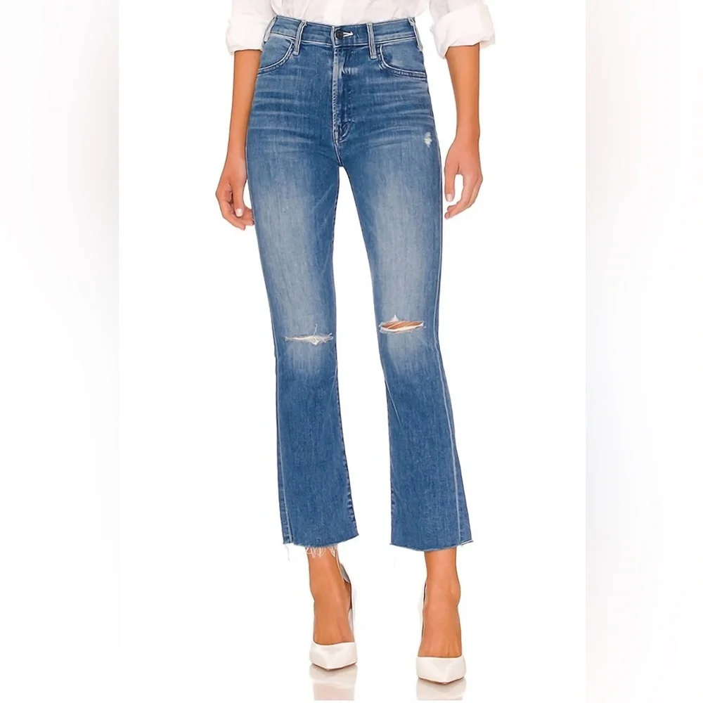 Mother Hustler Ankle Fray Denim Jeans - Picture 1 of 9